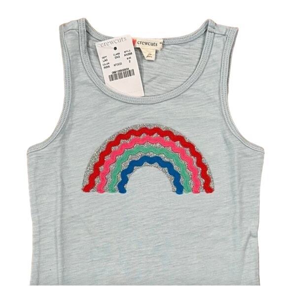 NWT J. Crew Girls' Light Blue Tank W/Rainbow Rickrack - SIZE 2 - Picture 3 of 7